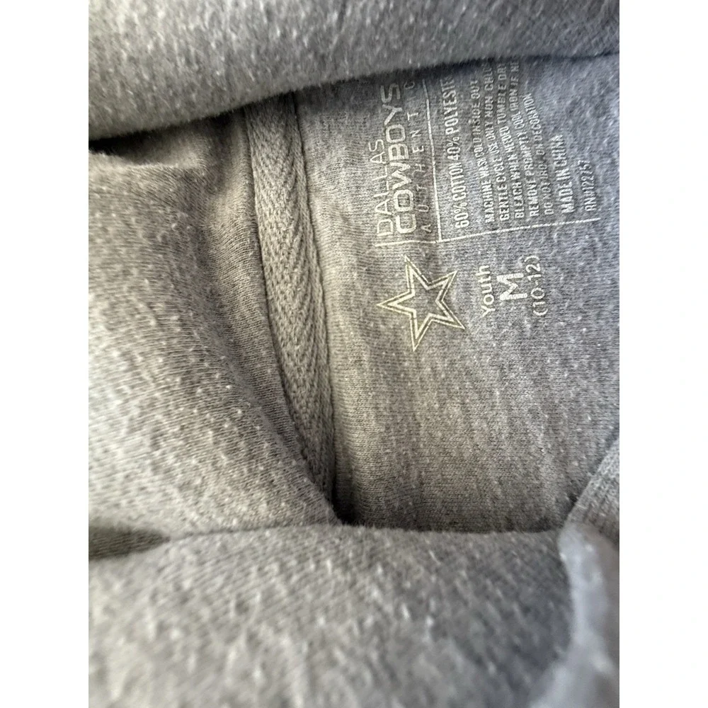 Dallas Cowboys Youth Gray Pull Over Hoodie Medium Youth 10/12 Year Old